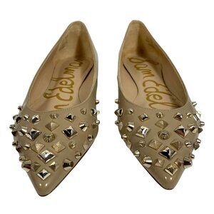 Sam Edelman Savana Nude Embellished Studded Pointed Toe Ballet Flats Size 7M